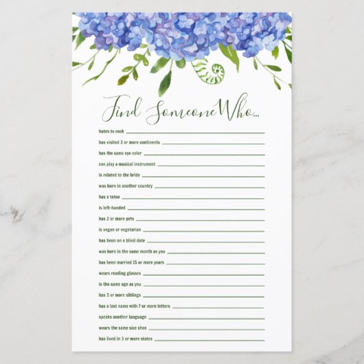 青いアジサイがシャワーを浴びる人を見つける (正面)