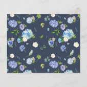 青いアジサイとアイボリーバラ日付の保存 (裏面)