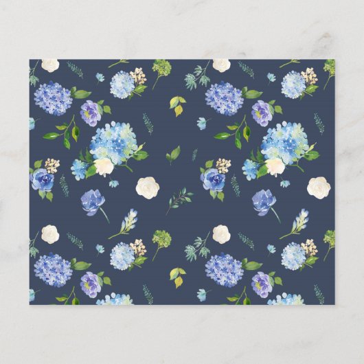 青いアジサイとアイボリーバラ日付の保存 (裏面)