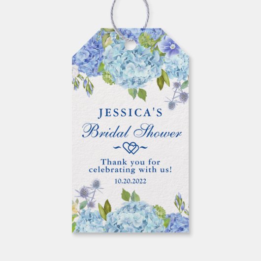 青いアジサイとグリーン　ウェディングシャワーのお礼 ギフトタグ (裏面)