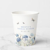 青いアジサイと蝶のブライダルシャワー 紙コップ (裏面)