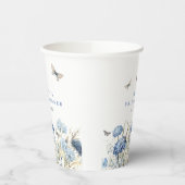 青いアジサイと蝶のブライダルシャワー 紙コップ (左)