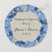 青いアジサイと麻の丸型メニュー メニュー (裏面)