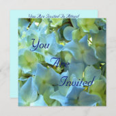青いアジサイによっては花の花の写真が開花します 招待状 (正面/裏面)