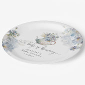 青いアジサイのお茶会 ベビーシャワー ペーパープレート (アングル)