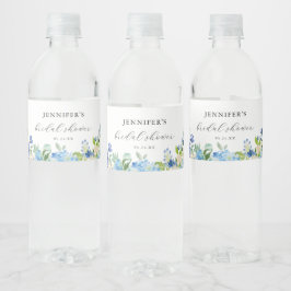 青いアジサイのウェディングシャワーのお土産 ペットボトルラベル
