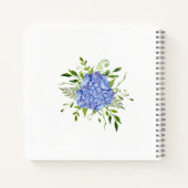 青いアジサイのウェディングシャワーのギフト ノートブック (裏面)