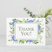 青いアジサイのウェディング サンキューカード (スタンド正面)