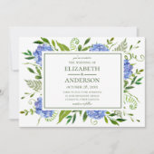 青いアジサイのウェディング 招待状 (正面)