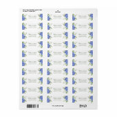 青いアジサイのエンゲージメントパーティー返信住所 ラベル (フルシート)