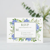 青いアジサイのエンゲージメントパーティー 出欠カード (スタンド正面)