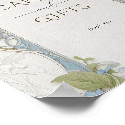 青いアジサイのカードとギフトサイン ポスター (角)