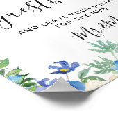 青いアジサイのグリーンサイン ゲストブックにサイン ポスター (角)