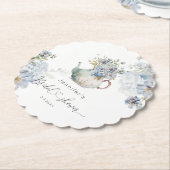 青いアジサイのティーパーティー ブライダルシャワー ペーパーコースター (アングル)