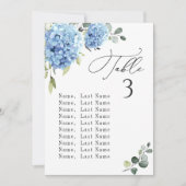 青いアジサイのテーブル番号席札カード 招待状 (正面)