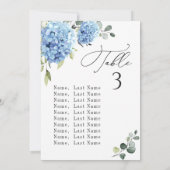 青いアジサイのテーブル番号席札カード 招待状 (裏面)
