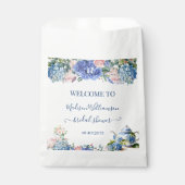 青いアジサイのブライダルシャワーティーパーティーのご案内 フェイバーバッグ (正面)