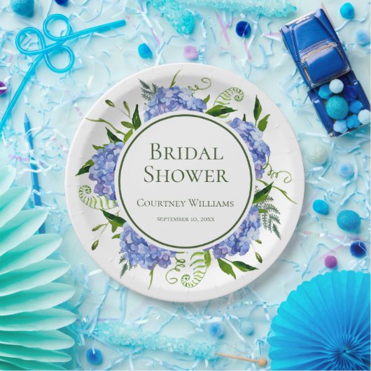 青いアジサイのブライダルシャワー ペーパープレート (パーティー)