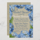 青いアジサイのブライダルシャワー 招待状 (正面/裏面)