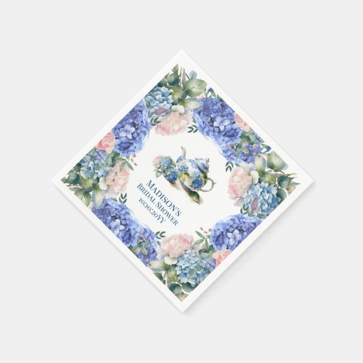 青いアジサイのブライダルティーパーティー スタンダードカクテルナプキン (角)