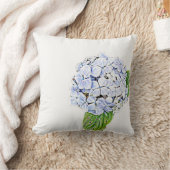 青いアジサイのプリント クッション (ブランケット)