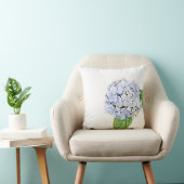 青いアジサイのプリント クッション (椅子)