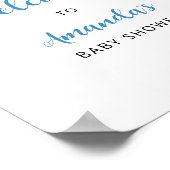 青いアジサイのベビーシャワー歓迎 ポスター (角)