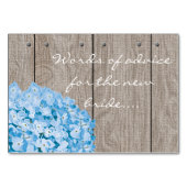 青いアジサイのメーソンジャーの助言の言葉 テーブルナンバー (裏面)