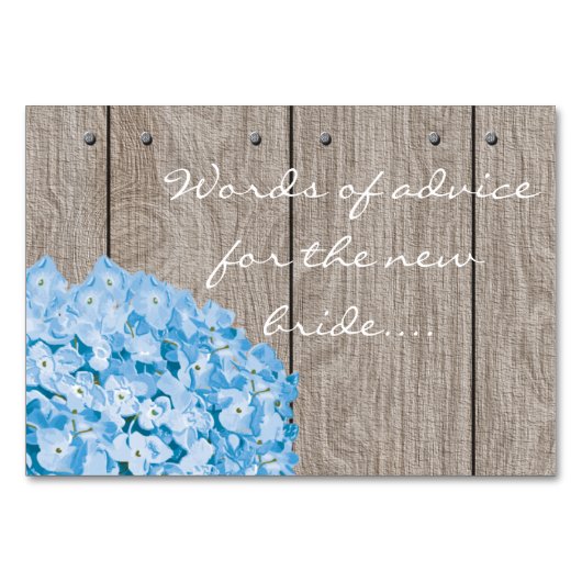 青いアジサイのメーソンジャーの助言の言葉 テーブルナンバー (裏面)