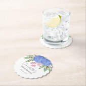 青いアジサイのモダンな花のブライダルシャワー ペーパーコースター (インサイチュ)