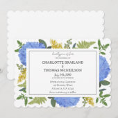 青いアジサイのモダンアート フラワーウェディング 招待状 (正面/裏面)