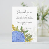 青いアジサイのモダンアート フラワーデザイン サンキューカード (スタンド正面)