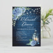 青いアジサイのランタン　ネイビーウッド　リハーサルディナー 招待状 (スタンド正面)