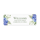 青いアジサイのリハーサルディナーの返信先 ラベル (正面)