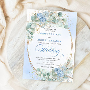 青いアジサイの小麦のエレガントな結婚式  招待状