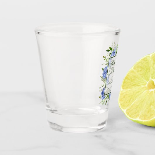 青いアジサイの彩り リハーサルディナー ショットグラス (左)