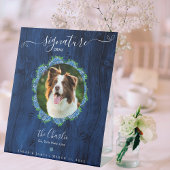 青いアジサイの木1写真シグネチャーペットドリンク 台座サイン