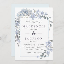 青いアジサイの枠の水の色結婚の 招待状