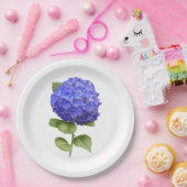 青いアジサイの植物学的なアート紙皿 ペーパープレート (パーティー)