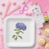 青いアジサイの植物学的なアート紙皿 ペーパープレート (パーティー)