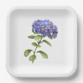 青いアジサイの植物学的なアート紙皿 ペーパープレート (正面)
