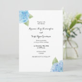 青いアジサイの水彩花イラスト招待状 招待状 (スタンド正面)