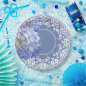 青いアジサイの白いレースのパーティーの結婚披露宴 ペーパープレート (パーティー)