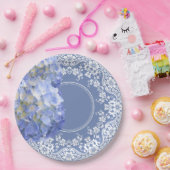 青いアジサイの白いレースのパーティーの結婚披露宴 ペーパープレート (パーティー)