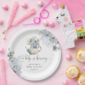 青いアジサイの紅茶パーティー ベビーシャワー ペーパープレート (パーティー)