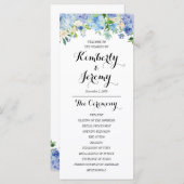 青いアジサイの結婚式プログラムカード プログラム (正面/裏面)