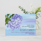 青いアジサイの結婚式リハーサルディナー 招待状 (スタンド正面)