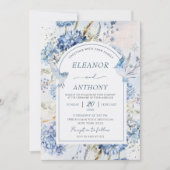 青いアジサイの結婚式 招待状 (正面)