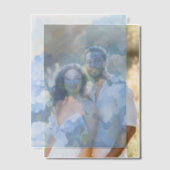 青いアジサイの絵のウェディング ベラム紙招待状 (オフセット (カップル))