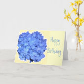 青いアジサイの聖なる書物、経典の誕生日 カード (黄色い花)